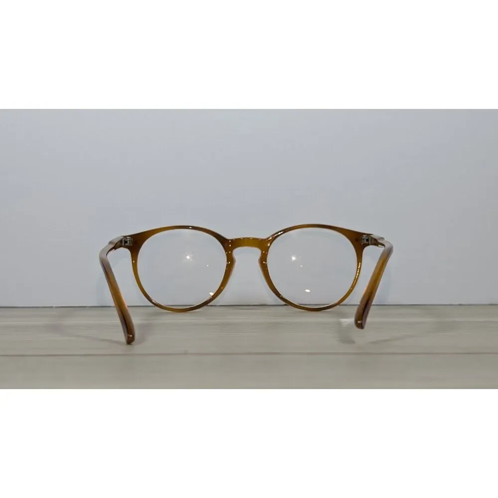 Vintage Round Eyeglasses Amber Brown Tortoise Acetate Frame Clear Lenses Unisex